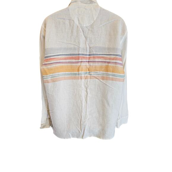 Tommy Bahama Cape Coral Stripe long sleeve 100% linen L vacation button up EUC - Picture 3 of 8